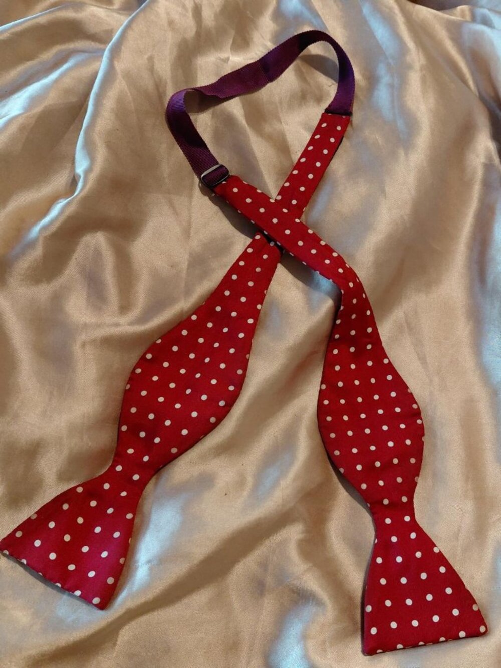 Vintage Holiday and Brown London Maroon Polka Dot Silk Bow Tie